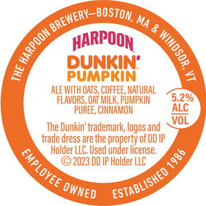 Harpoon Dunkin' Pumpkin May 2023