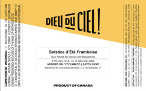 Dieu Du Ciel Solstice D'ÉtÉ Framboise