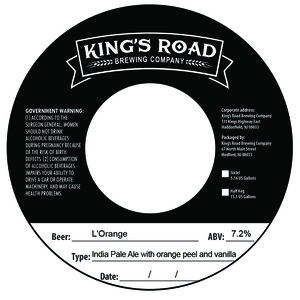 King's Road Brewing Company L'orange