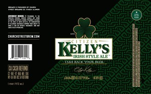 Church Street Citizen Kelly's Irish Style Ale June 2023
