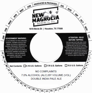 New Magnolia Brewing Co. No Complaints