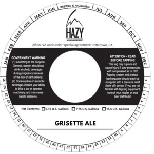 Hazy Mountain Brewery Grisette Ale May 2023