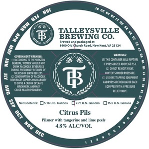 Talleysville Brewing Co. Citrus Pils