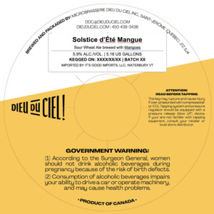 Dieu Du Ciel Solstice D'ÉtÉ Mangue March 2024