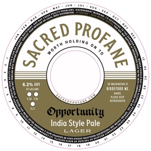 Sacred Profane Opportunity India Style Pale Lager April 2024