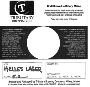 Tributary Brewing Co. Helles Lager April 2024
