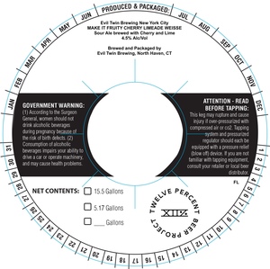 Evil Twin Brewing New York City Make It Fruity Cherry Limeade Weisse