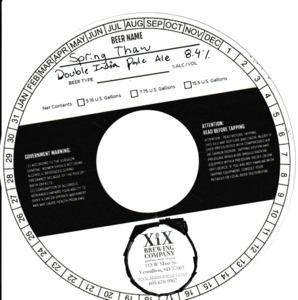Xix Brewing Company Spring Thaw Double India Pale Ale