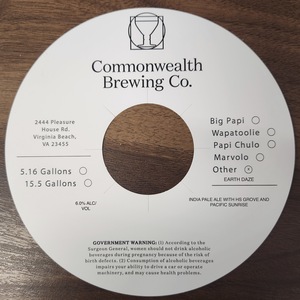 Commonwealth Brewing Co Earth Daze