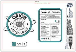 Yellowhammer Brewing, Inc. Orion Helles Lager
