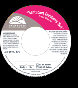 Back Forty Beer Co. Huntsville Nantucket Cranberry Tart