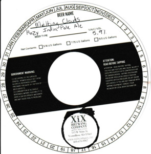 Xix Brewing Company Melting Clouds Hazy India Pale Ale
