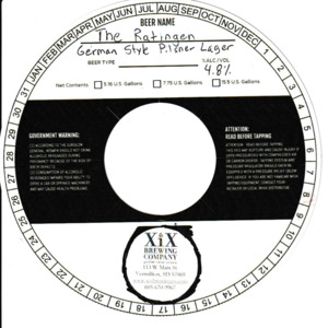 Xix Brewing Company The Ratingen German Style Pilsner Lager