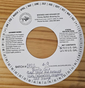 Thirsty Buffalo Brewing Company Punch Out Gose Style Ale Brewed With Cranberry, Raspberry, And Orange April 2024
