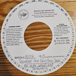 Thirsty Buffalo Brewing Company Squeeze The Day Gose Style Ale With Lemon And Strawberry