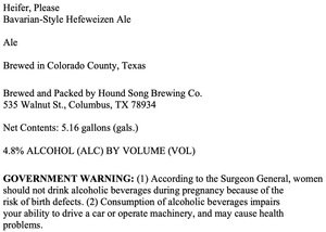 Heifer, Please Bavarian-style Hefeweizen Ale 