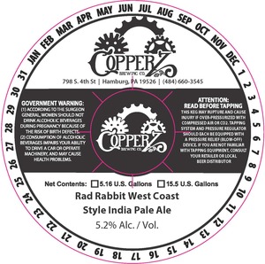 Copperz Brewing Co Rad Rabbit West Coast Style India Pale Ale
