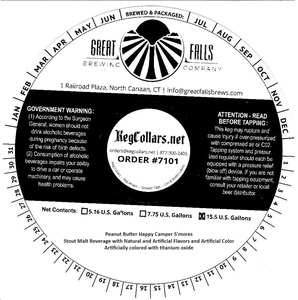 Great Falls Brewing Co Peanut Butter Happy Camper S'mores Stout Malt Beverage With Natural And Artificial Flavors And Artificial Color Artificially Colored With Titanium Oxide