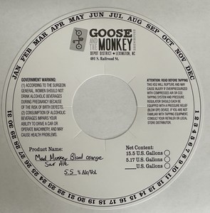 Goose And The Monkey Brewhouse Mad Monkey Blood Orange Sour Ale