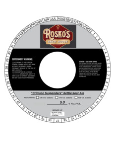 Rosko's Brew House "crimson Suspenders" Kettle Sour Ale