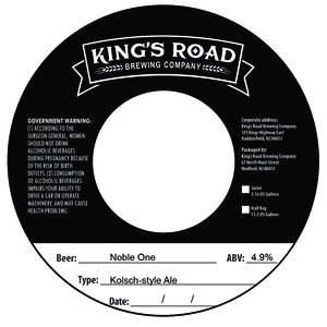 Noble One Kolsch-style Ale