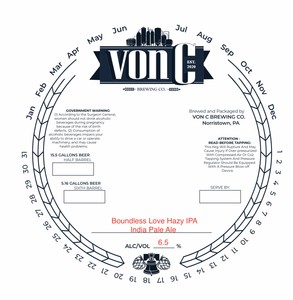 Von C Brewing Co. Boundless Love Hazy IPA India Pale Ale